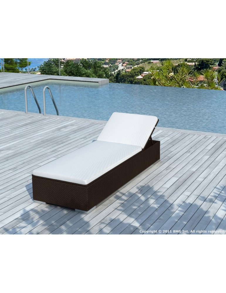 Bain de soleil en résine tressée chocolat/blanc SD9513-CHOCO-WHITE