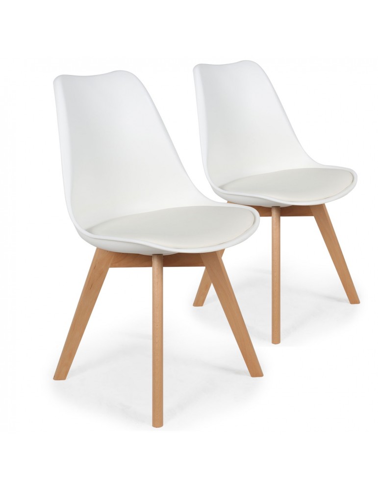 Lot de 2 chaises style scandinave Bovary Blanc ty01white Lot de 2 chaises style scandinave Bovary Blanc ty01white