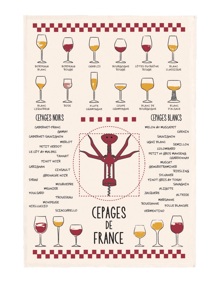 Torchon Vins et cépages Ecru 50 x 70 2962011000Winkler Torchon Vins et cépages Ecru 50 x 70 2962011000Winkler