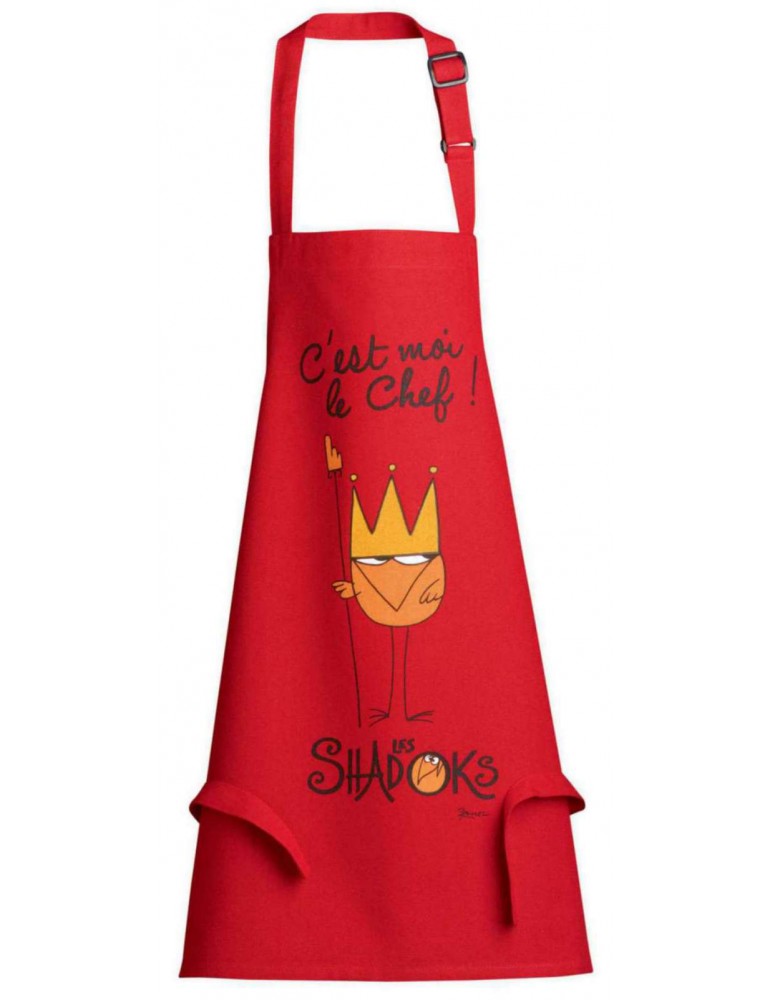 Tablier de cuisine enfant Shadok Roi Chef Rouge 52 x 63 1772030000Winkler