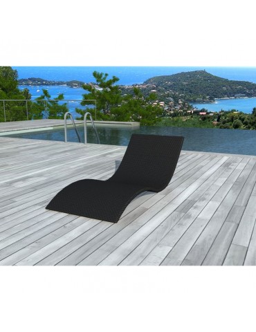 Bain de soleil vague en résine tressée noire SD9530-BLACK