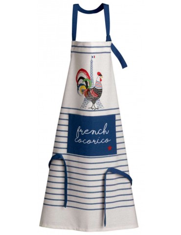 Tablier de cuisine recyclé French Cocorico Ecru/bleu 85 x 72 1805000000Winkler
