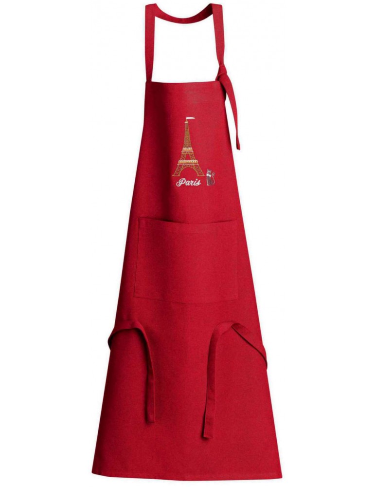 Tablier de cuisine recyclé Tour Eiffel avec poche Rouge 85 x 72 1804030000Winkler