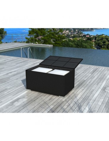 Box Noire - Coffre de rangement en resine tressee BOX-BLACK