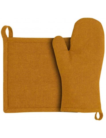 Lot gant de cuisine et manique recyclé Jona Ambre 15 x 30 3706046000Winkler