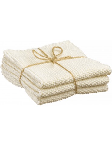 Lot de 3 essuie-mains tricotés Izan recyclés Ecru 25 x 25 1840011000Winkler