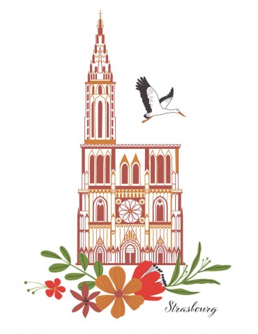 Torchon nid d'abeilles recyclé Cathédrale Fleurie Blanc/rouge 50 x 70 1810000000Winkler