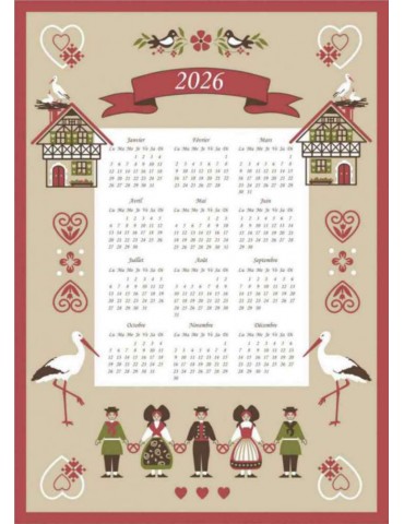 Torchon Calendrier 2026 Hisla Blanc 50 x 70 6383026000Winkler