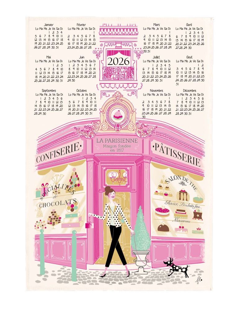 Torchon Façade pâtisserie Calendrier 2026 Ecru 48 x 72 2388026000Winkler