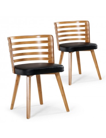 Lot de 2 chaises scandinave Koxy bois naturel et Noir 2xgf160anatnoir