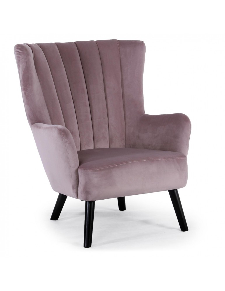 Fauteuil scandinave Vidal en Velours Rose 8861v1rose