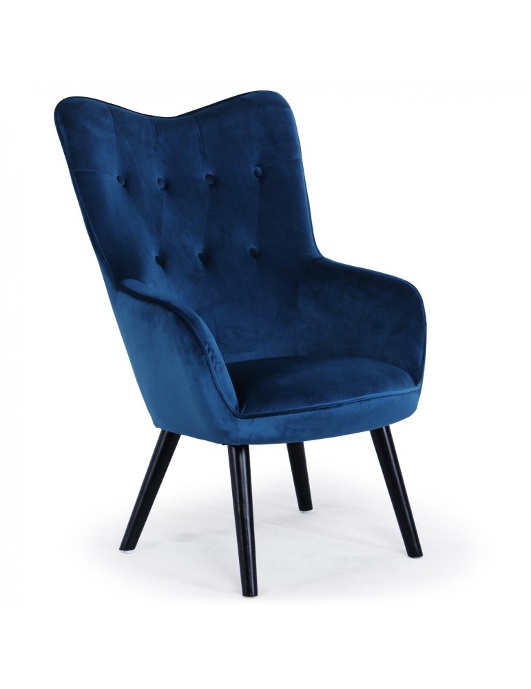 Fauteuil scandinave Klarys Velours Bleu 8801vbleu