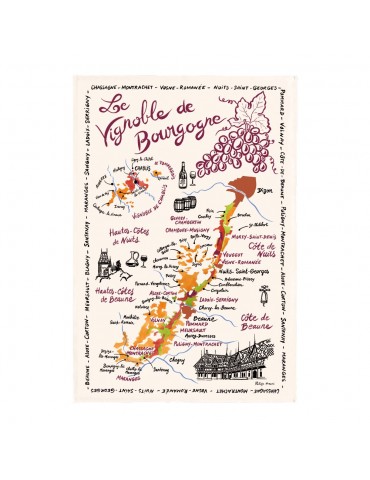 Torchon La Carte Des Bourgognes Ecru 48 X 72 9009015000Winkler