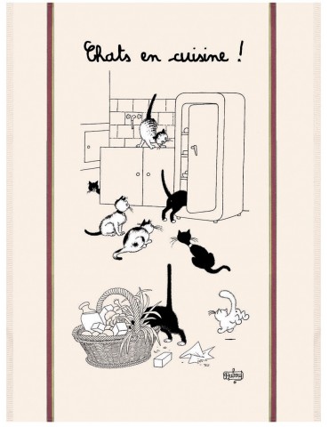 Grand Torchon Dubout Chats En Cuisine Ecru 60 X 80 3051110000Winkler
