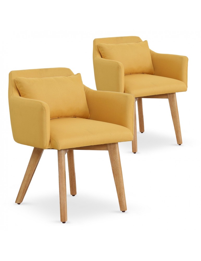 Lot de 2 fauteuils scandinaves Gybson Tissu Jaune lf5030lot2yellowfabric