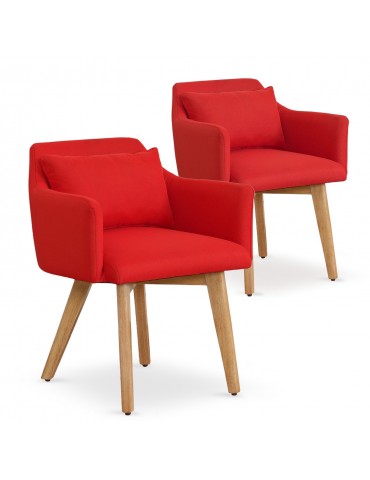 Lot de 2 fauteuils scandinaves Gybson Tissu Rouge lf5030lot2redfabric