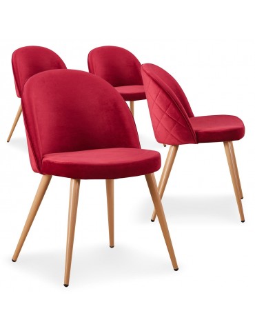 Lot de 4 chaises scandinaves Tartan velours Rouge c815aredvelvet