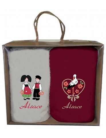 Boîte de 2 essuie-mains Brodés Alsace Assortis 30 x 50 7485000102Winkler