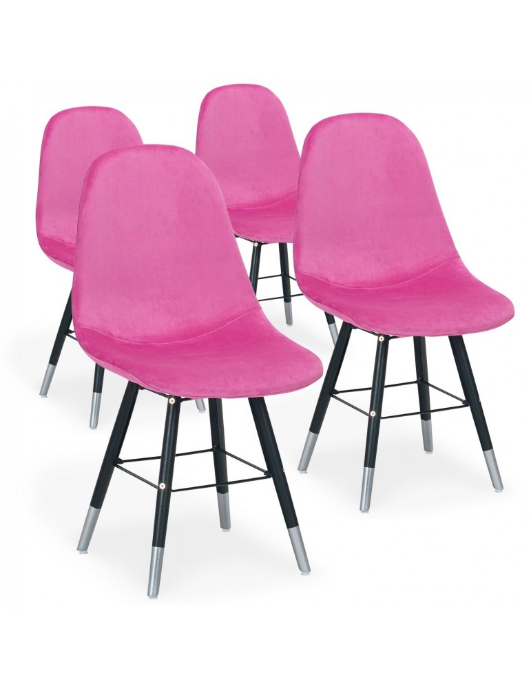 Lot de 4 chaises scandinaves Vlad Velours Rose c952vrose