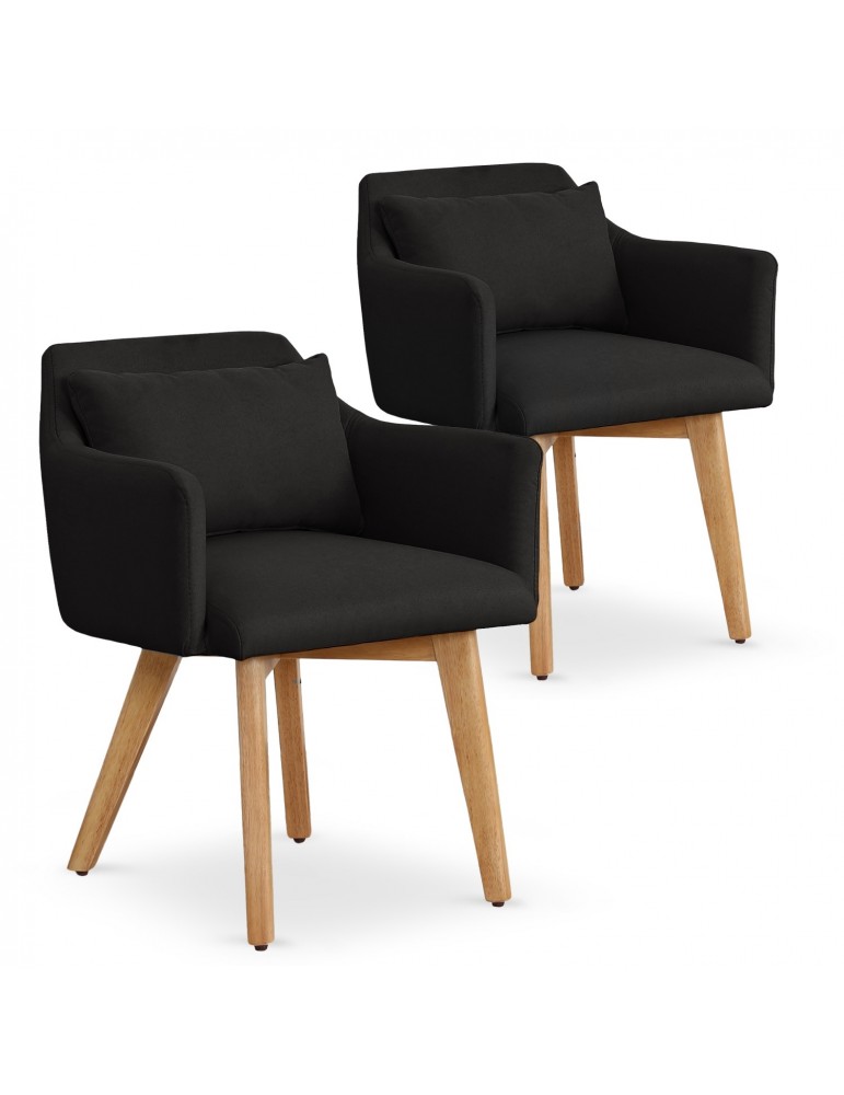 Lot de 2 fauteuils scandinaves Gybson Tissu Noir lf5030lot2blackfabric