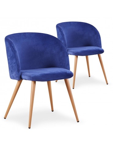 Lot de 2 chaises scandinaves Minima velours Bleu c890velvetblue