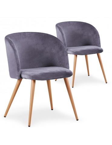 Lot de 2 chaises scandinaves Minima velours Gris c890velvetgrey