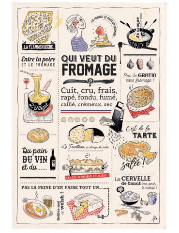 Torchon Qui veut du fromage Ecru 48 x 72 8549090000Winkler