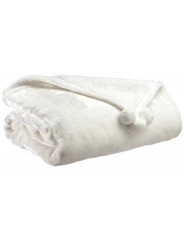 Plaid Tender pompons Neige 130 x 170 3916010000Vivaraise