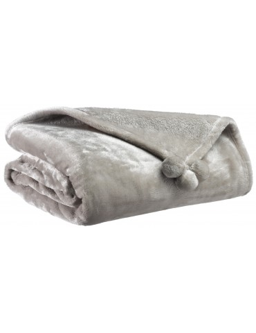 Plaid Tender pompons Perle 130 x 170 3916072000Vivaraise