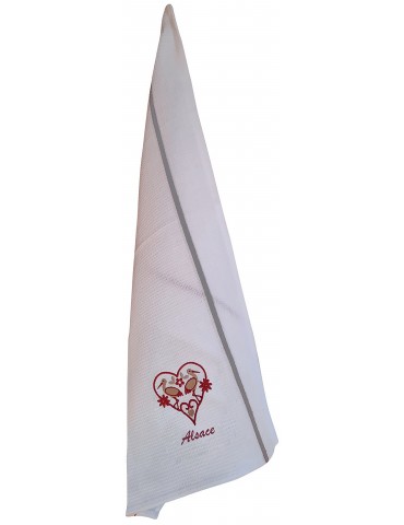 Torchon nid d'abeilles Cigogne Harz Alsace Blanc/gris 50 x 70 8328093000Winkler
