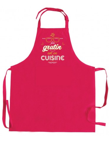 Tablier de cuisine Peps recylé Le gratin avec poche Rose 90 x 72 1673030000Winkler