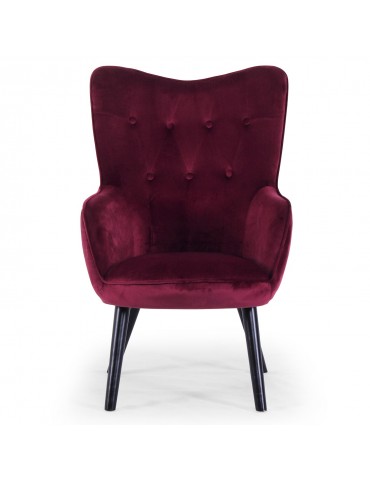 Fauteuil scandinave Klarys Velours Bordeaux 8801vrouge