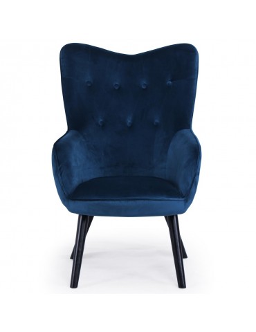 Fauteuil scandinave Klarys Velours Bleu 8801vbleu