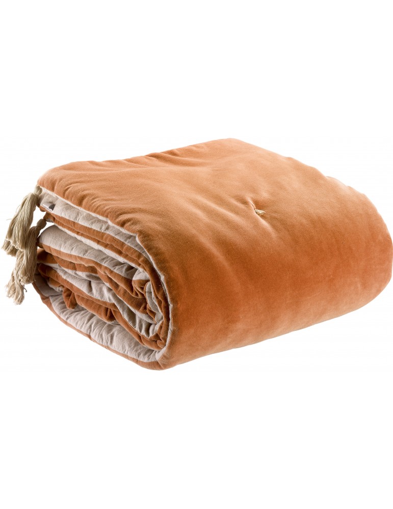 Edredon pompons Elise Rouille 80 x 180 5592046000Vivaraise
