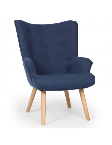 Fauteuil scandinave + pouf Lylou Tissu Bleu qh8901blue168024