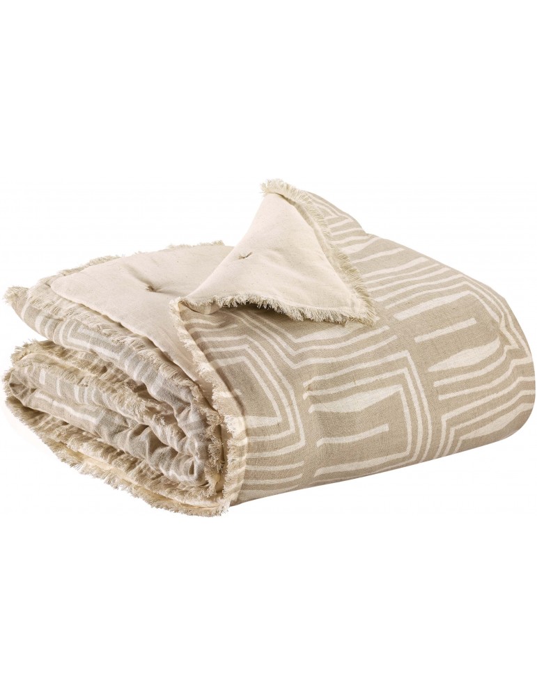 Plaid imprimé Tina Naturel 135 x 200 1121018000Vivaraise