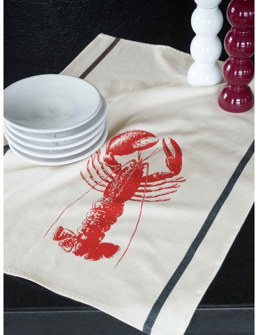 Torchon Homard rouge Corail Ecru 70 x 50 3000489000La Cerise sur le Gâteau