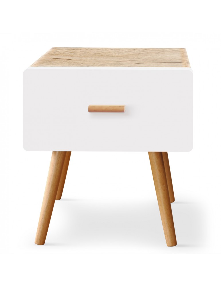Table de chevet scandinave 1 tiroir Amanda Chêne clair et Blanc vtreblanc Table de chevet scandinave 1 tiroir Amanda Chêne clair et Blanc vtreblanc