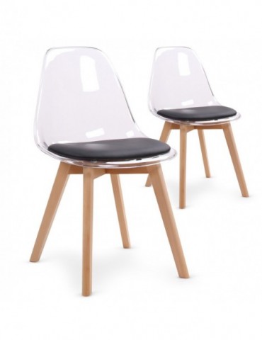 Lot de 2 chaises scandinaves Bovary Plexi Noir 8056inoir