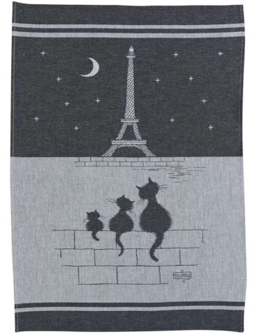 Torchon jacquard Chats Tour Eiffel Ombre 50 x 70 2080080000Winkler