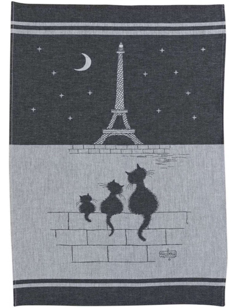 Torchon jacquard Chats Tour Eiffel Ombre 50 x 70 2080080000Winkler