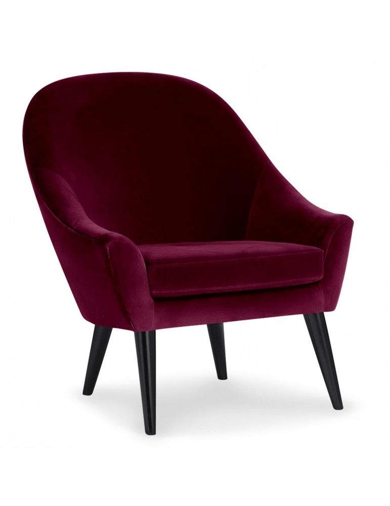 Fauteuil scandinave Dakota Velours Bordeaux qh8923red38