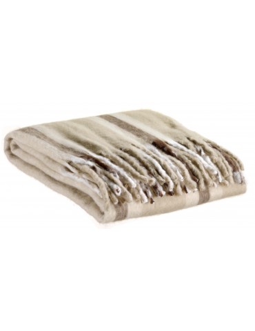 Plaid recyclé Isabel rayé Nuage 130 x 160 4051077000Vivaraise