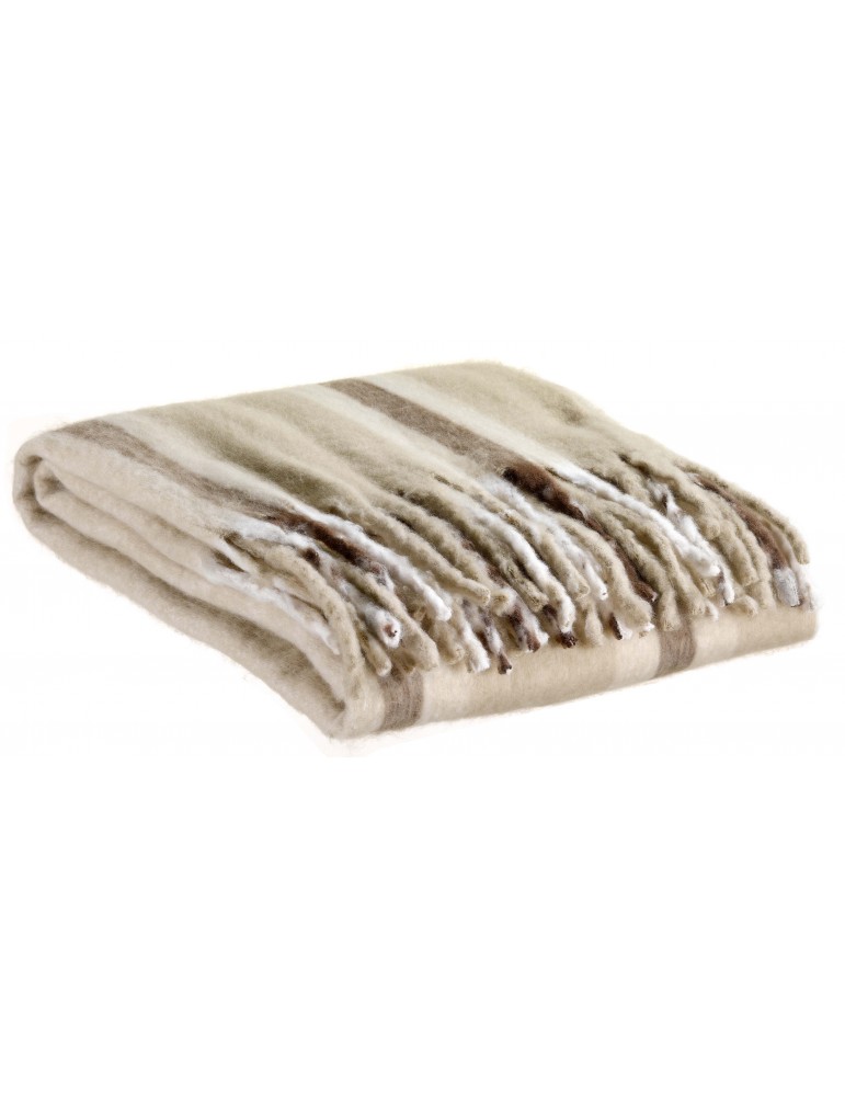 Plaid recyclé Isabel rayé Nuage 130 x 160 4051077000Vivaraise