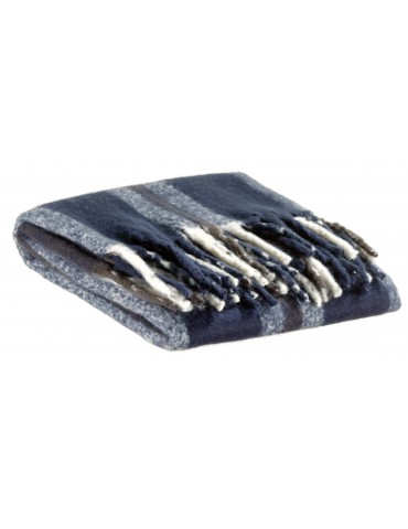 Plaid recyclé Isabel rayé Marine 130 x 160 4051065000Vivaraise