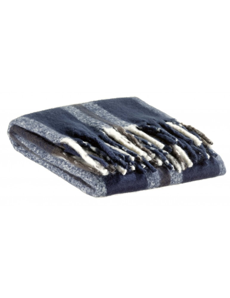 Plaid recyclé Isabel rayé Marine 130 x 160 4051065000Vivaraise