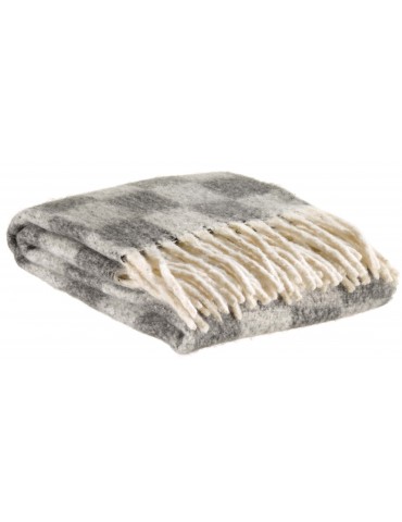 Plaid recyclé Isabel damier Ardoise 130 x 160 4606070000Vivaraise