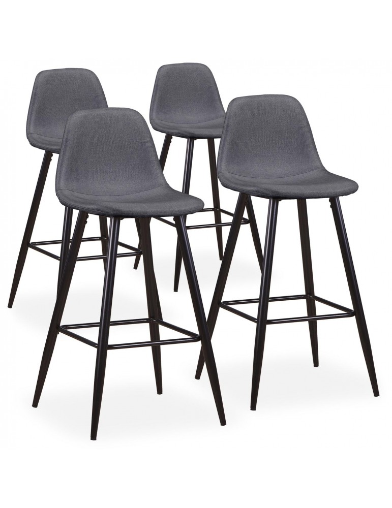 Lot de 4 chaises de bar Jody Tissu Gris bc5270fabricgrey