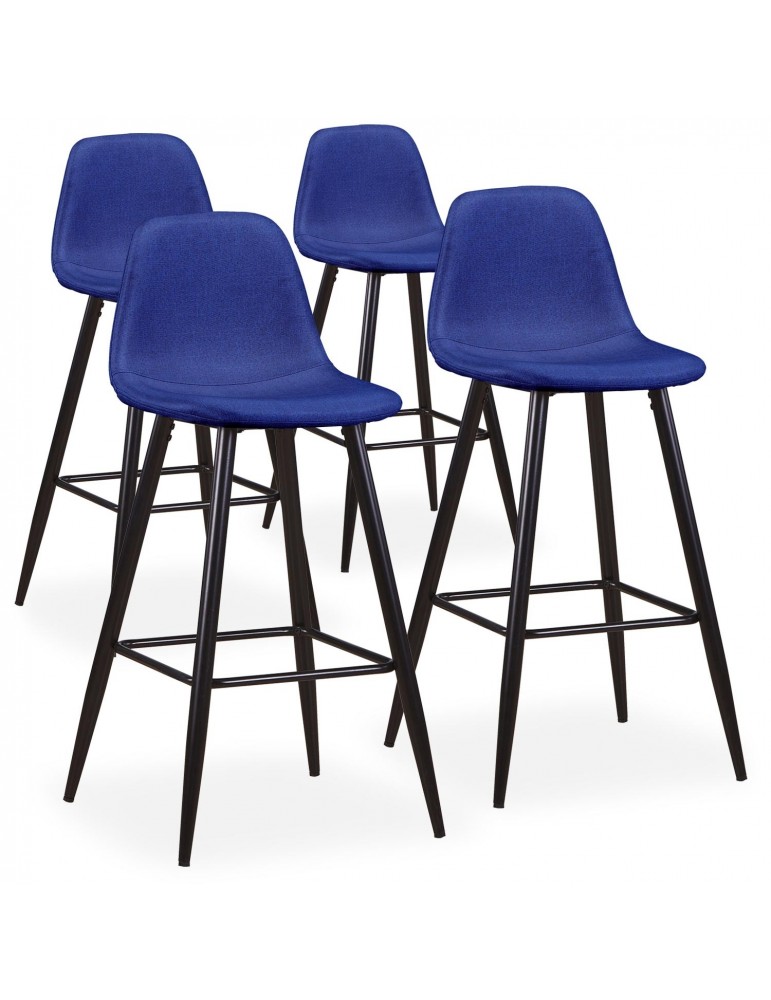 Lot de 4 chaises de bar Jody Tissu Bleu bc5270blue