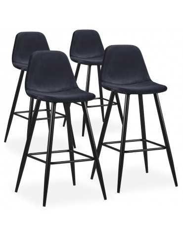 Lot de 4 chaises de bar Jody Velours Noir bc5270velvetblack